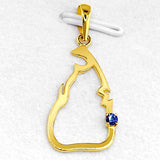 22K Solid Gold Lanka Pendant with Blue Sapphire Stone (1.51 Grams)
