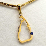 22K Solid Gold Lanka Pendant with Blue Sapphire Stone (1.51 Grams)