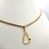22K Solid Gold Lanka Pendant with Blue Sapphire Stone (1.51 Grams)