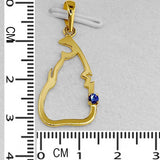 22K Solid Gold Lanka Pendant with Blue Sapphire Stone (1.51 Grams)