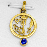 22K Solid Gold Panchayuda Pendant with Blue Sapphire Stone (1.55 Grams)