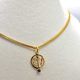 22K Solid Gold Panchayuda Pendant with Blue Sapphire Stone (1.55 Grams)