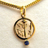 22K Solid Gold Panchayuda Pendant with Blue Sapphire Stone (1.55 Grams)