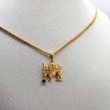 22K Solid Gold Lion Pendant with Blue Sapphire Stone (3.45 Grams)