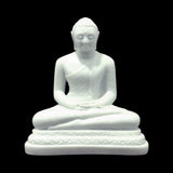 Stone Statue of Lord Samadhi Buddha Glows at Night in Blue - 13 Inc