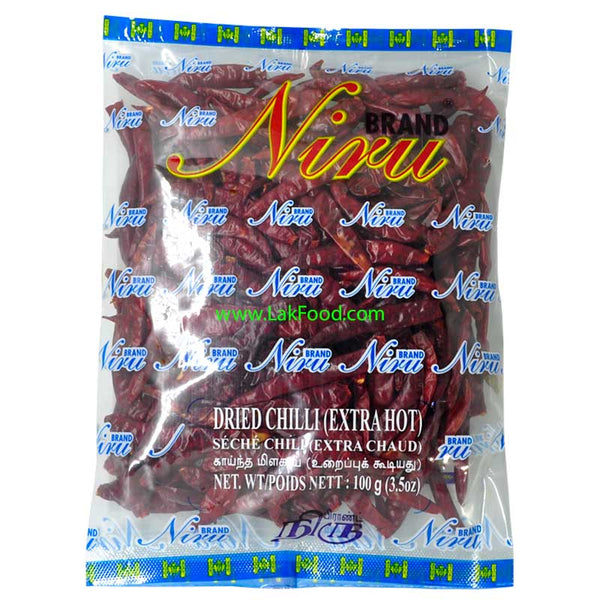Niru Dried Red Chilli Whole - Extra Hot (Stemless) 100g